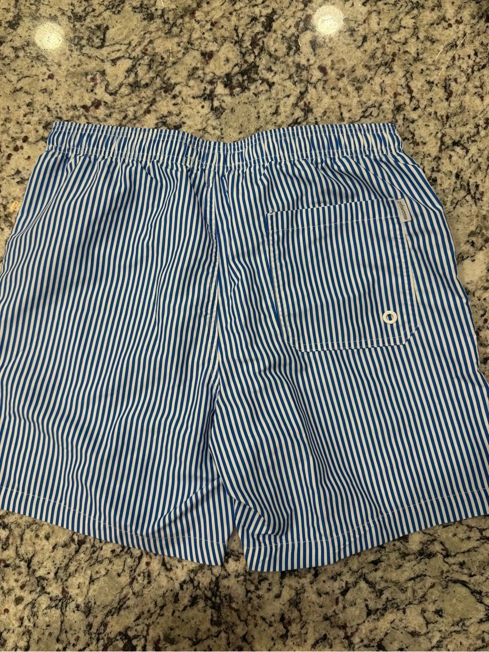 Striped Men’s Swim Trunks in Blue & White - Classic Beach Short